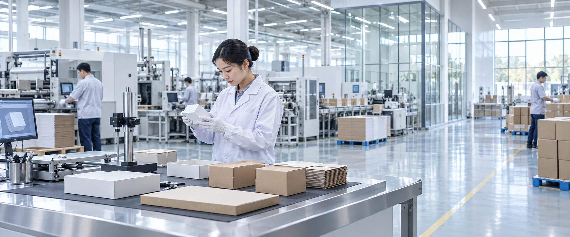 Packaging production and quality inspection workspace