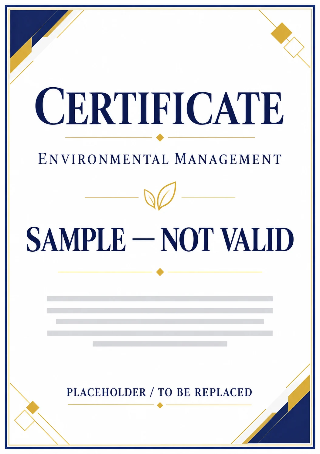 Certificate layout placeholder 02, marked Sample — Not Valid
