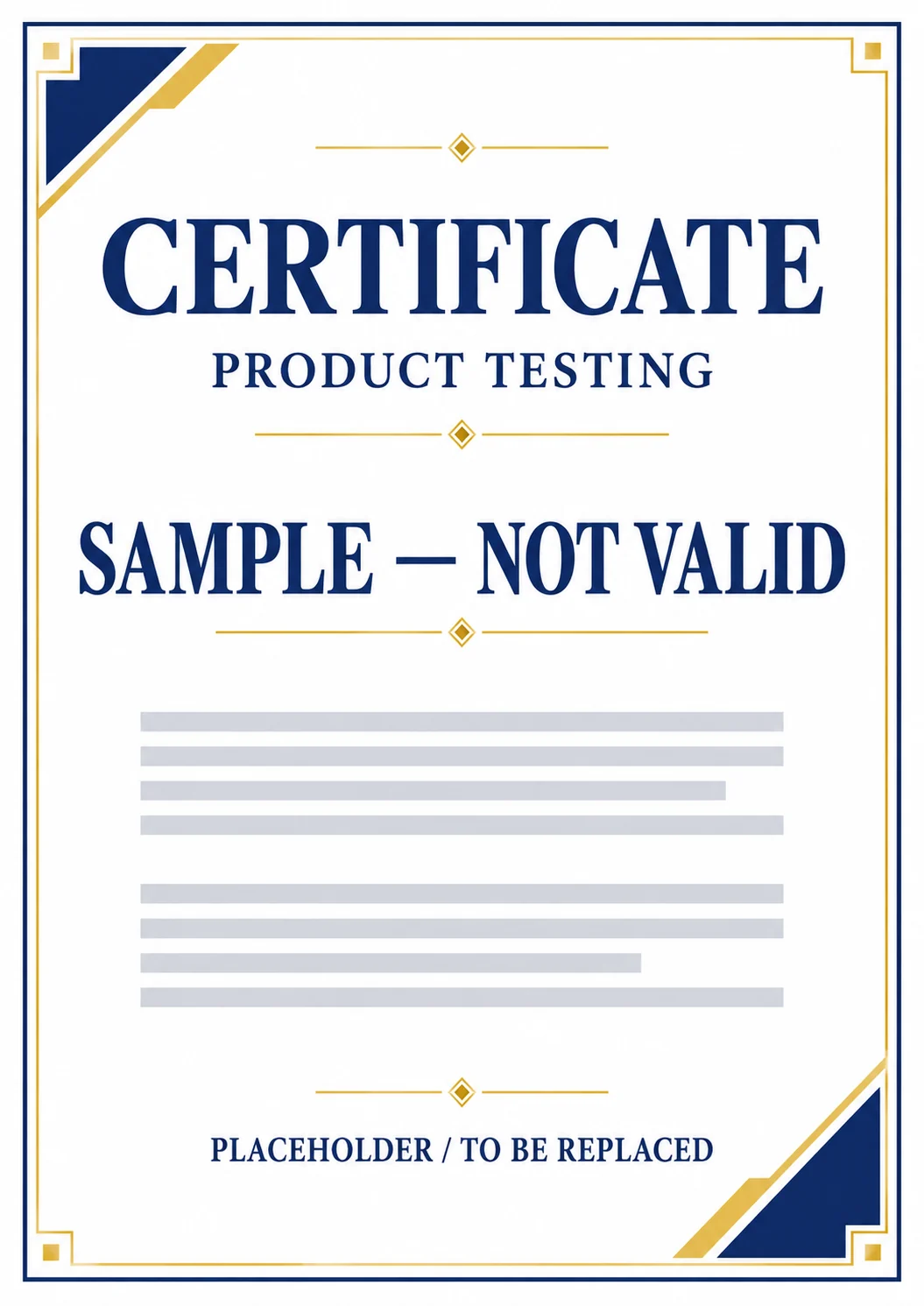 Certificate layout placeholder 03, marked Sample — Not Valid