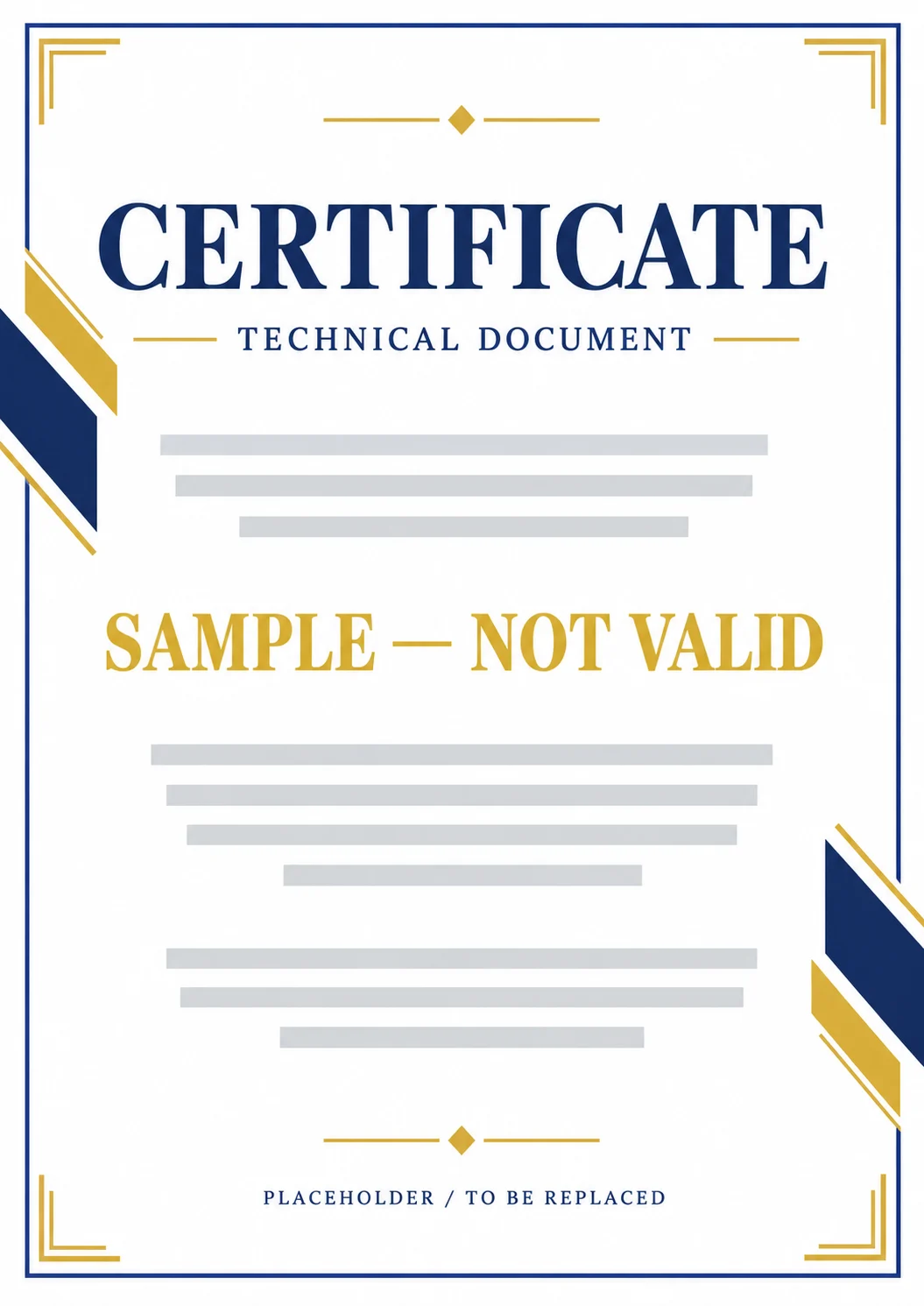 Certificate layout placeholder 05, marked Sample — Not Valid